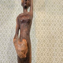 Wood Carved African Woman Figurine 