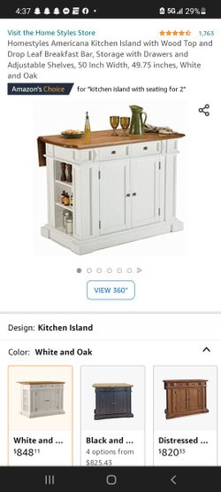 Homestyles Americana Kitchen Island with Wood Top and Drop Leaf Breakfast Bar,-TOP ONLY!