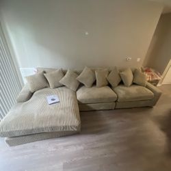 BRAND NEW BEIGE CORDUROY SECTIONAL CLOUD SAME DAY DELIVERY 