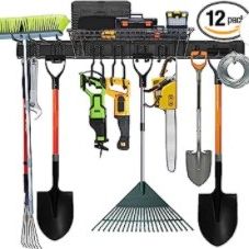 Wallmaster Tool Storage Rack With Wall Shelf, Garage Storage Wall Mount Tool Organizers Heavy Duty Racks Adjustable Wall Hanger System (9Hooks