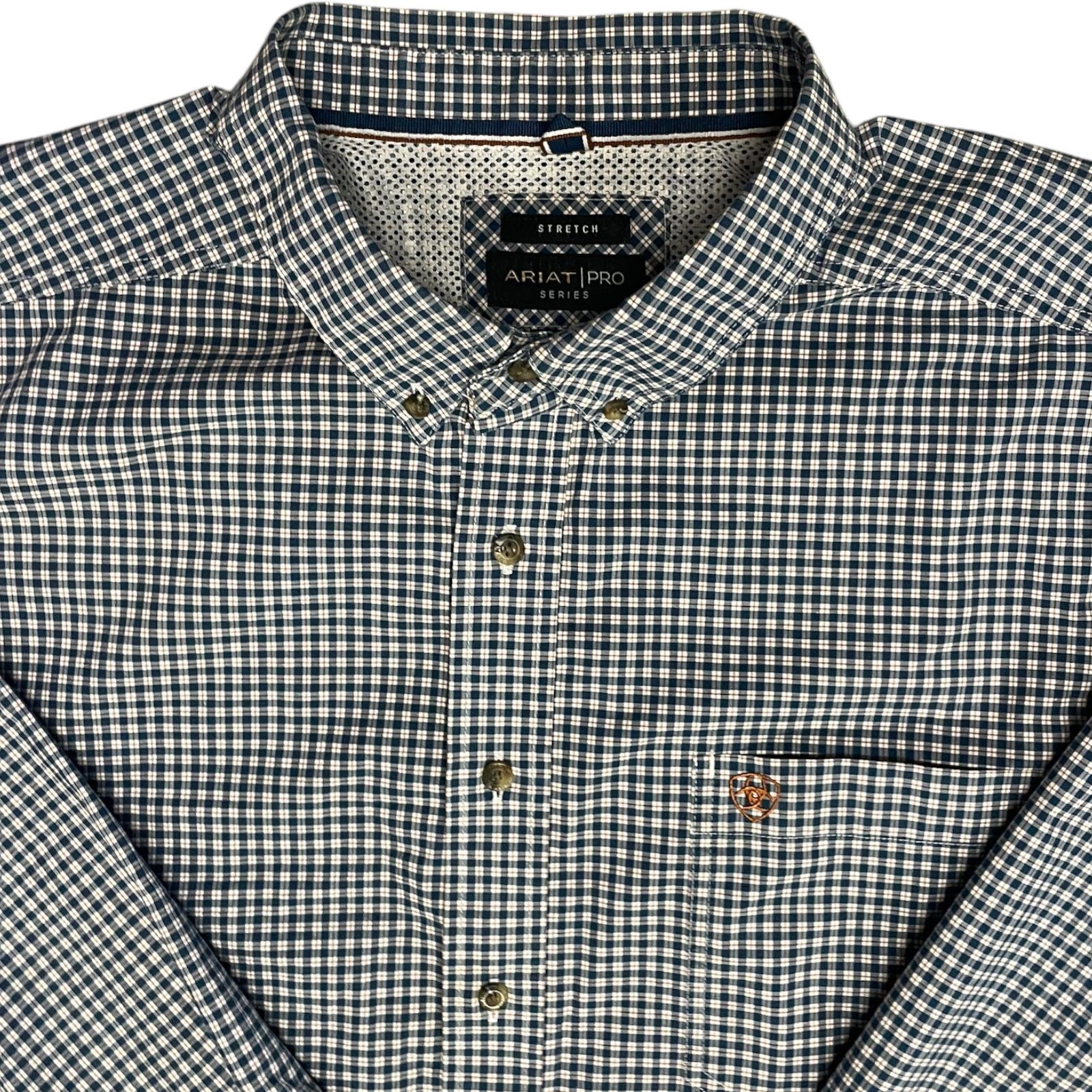 Ariat Pro Series Stretch Red White And blue Plaid Button Down Long Sleeve Men’s Shirt -3X