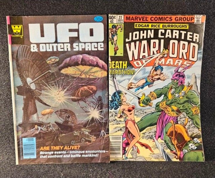 Lot Of 2 Comics UFO & OUTER SPACE
1979 & Marvel John Carter Warlord Of
Mars 1978