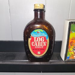 Vintage Log Cabin Flask 