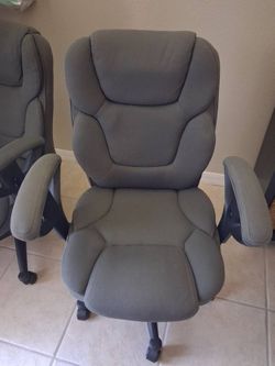 High-back gray fabric office chairs