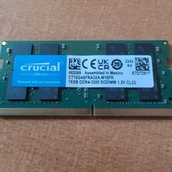 16gb Crucial 3200 DDR4 Sodimm Laptop memory ram 