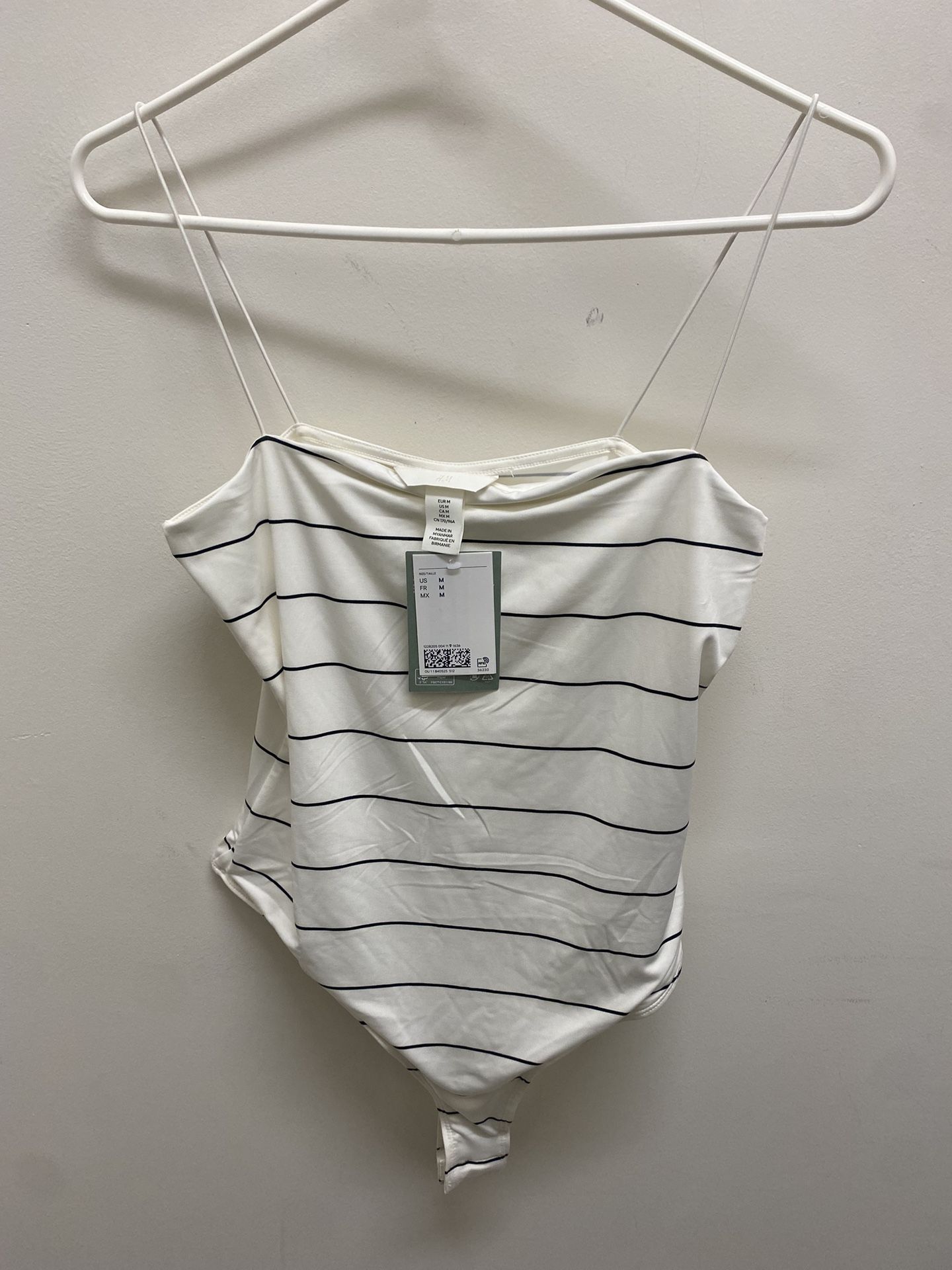 Woman’s White with Stripes Bodysuit Size Medium