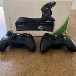 Xbox 360 And Two Controllers 