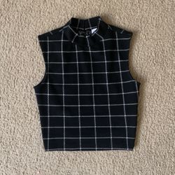 Plaid Turtleneck Tank Top 