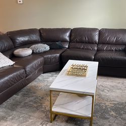 Couch 100 Percent Pure leather Like New Beautiful Brown Wine color