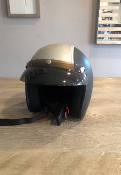 HCI open face helmet ⛑Matte Black/Silver stripe