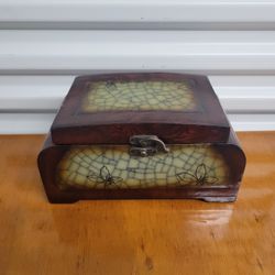 Vintage Jewelry Trinket Box Decorative Wooden