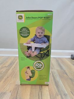 Bright Starts John Deere Pop 'N Sit Portable Booster Seat High Chair Infant 6M-3Y