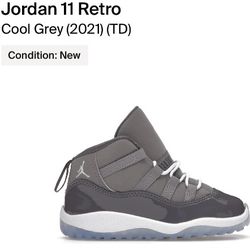Jordan 11 Retro Cool Grey Toddler Size 4C