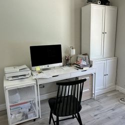 Home Office IKEA Desk, Cabinet and Cart