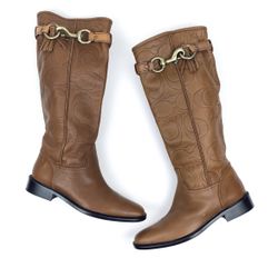 Rare EUC COACH Leather VIVICA Riding Boots BUCKLE AND TASSLE size 7 