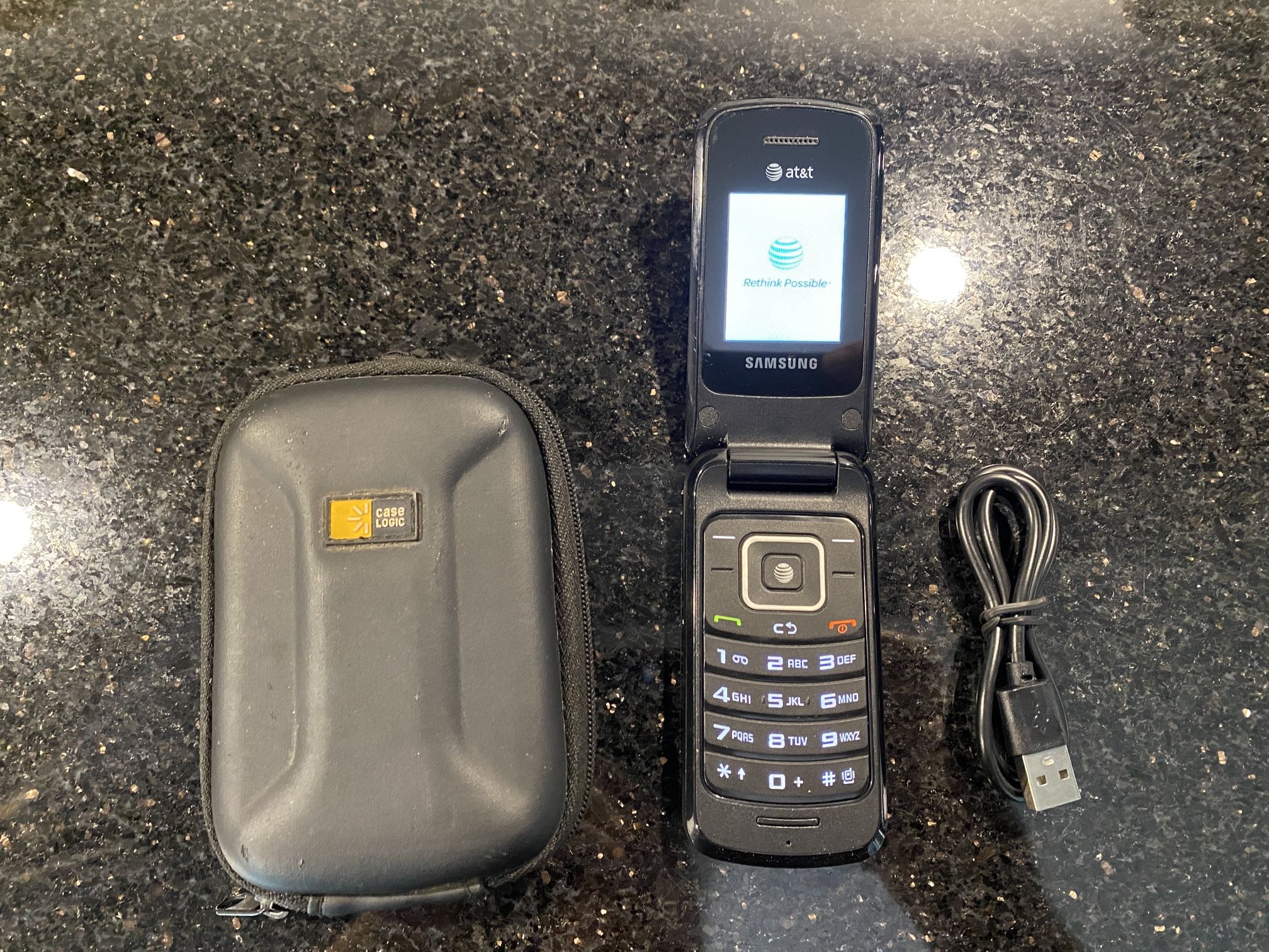 Samsung AT&T Cellular Flip Phone Black SGH-A157 with Charging Cable & Case