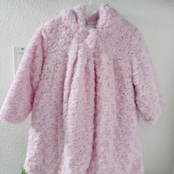 Fluffy Pink Hooded Coat For Infant/Toddler