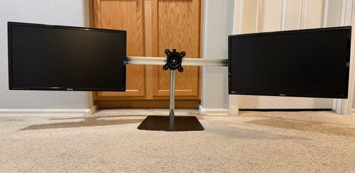 Two 24” 1080p BenQ monitors with heavy duty 3-monitor desk stand