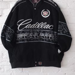 VTG Cadillac Escalade Jeff Hamilton Racing Bomber Jacket Size 4XL Black Y2K