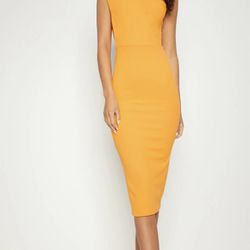PrettyLittleThing Yellow One Shoulder Dress 
