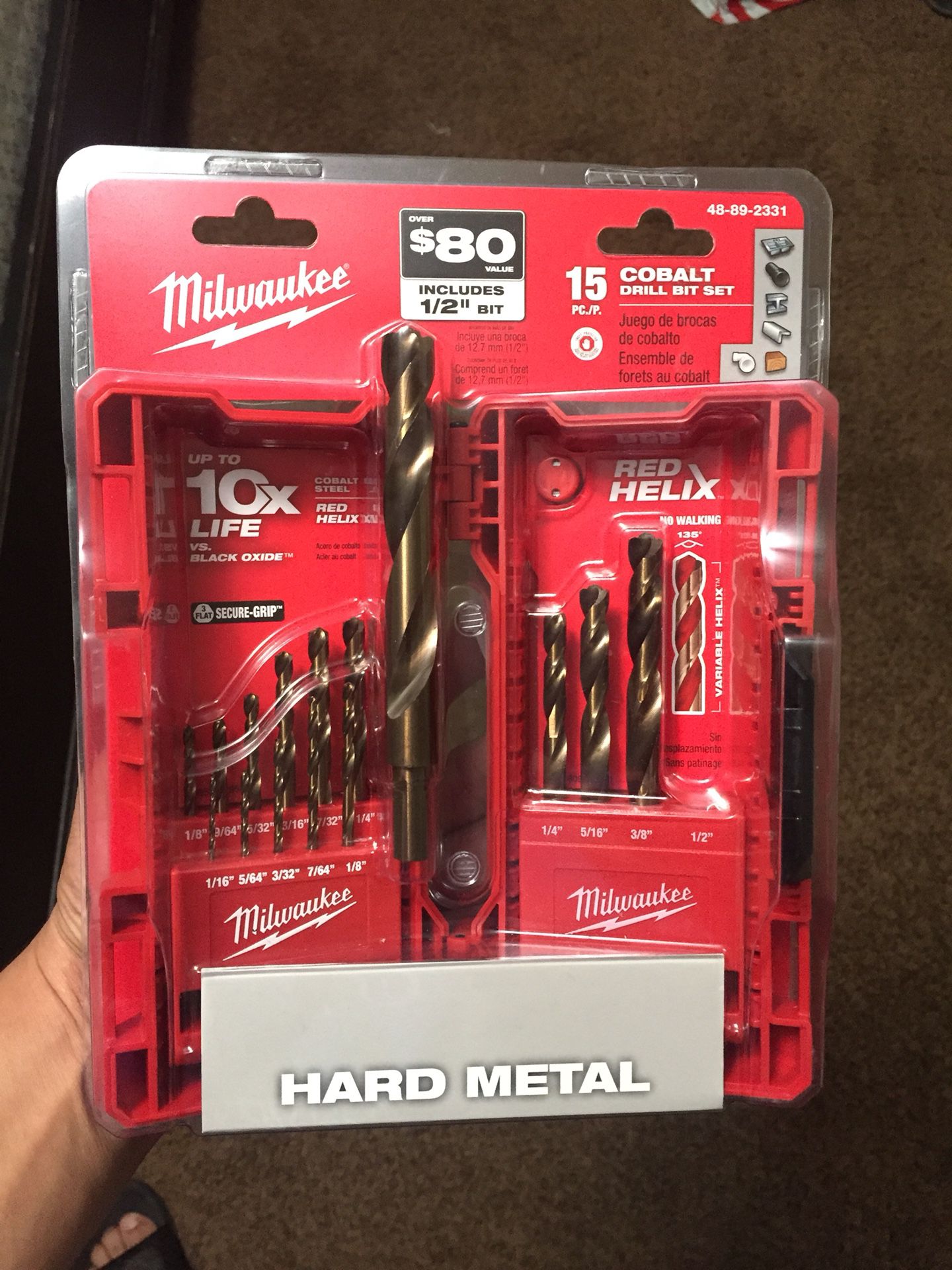 Milwaukee Hard Metal Cobalt 15PC Drill Bit Set