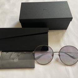 New Women Christian Dior Society 2F Light Gold Violet Round Sunglasses Eyewear
