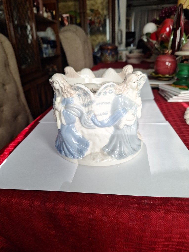 Pillar Candle Stand Ppedestal Ceramic Angel Theme