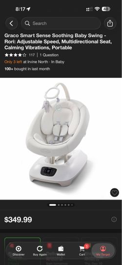 GRACO SMART SENSE SMOOTHING BABY SWING