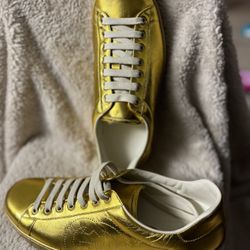 Gucci Gold Leather Sneakers