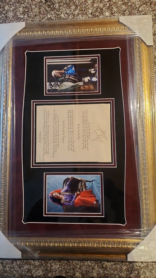 Janis Joplin SIGNED Handwritten Lyrics Framed w/ LOA