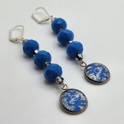 Blue Lace Cabachon Earrings 