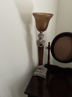 Large Decorative Bronze & Brown Table Lamp