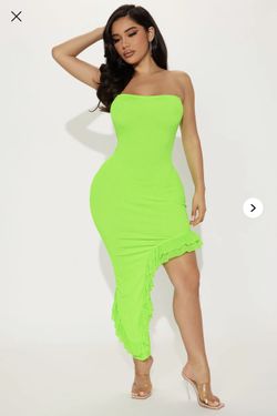 Textured Green Maxi Dress Médium