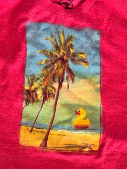 Children’s Red Graphic T-Shirt with Beach Scene