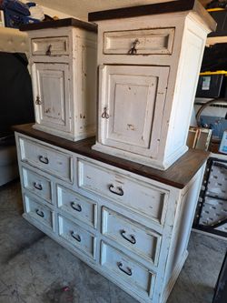 Farmhouse style dresser with 2 night stands