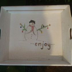 Snowman Wooden Serving Tray