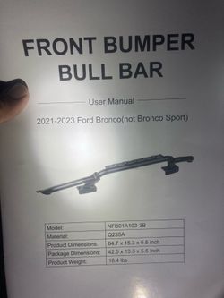 FRONT BUMPER BULL BAR 2021-2023 Ford Bronco(not Bronco Sport)
