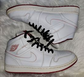 Nike Air Jordan 1 Retro mid Men's Size 13- White Red [554724-103] shoes
