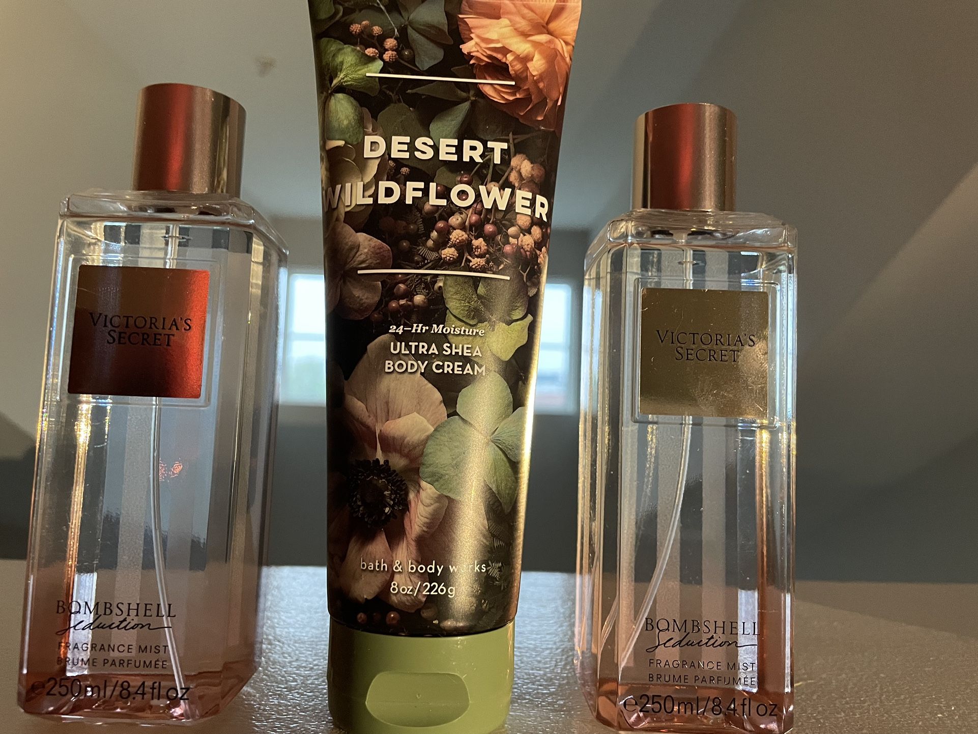 2 Bottles Of Victoria Secret Bombshell Seduction With Desert Wildflower Body Cream