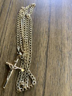 Pure gold 14k 24” chain with charm