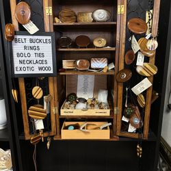 Hand Crafted Wood Belt Buckles, Bolo Ties, Rings And Necklaces 