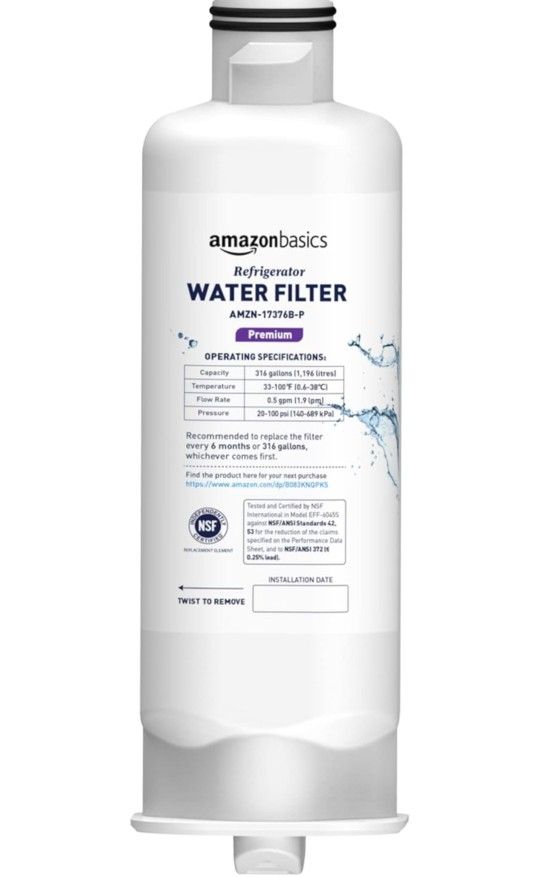 Amazon Basics Replacement Samsung DA97-17376B, HAF-QIN/EXP Refrigerator Water Filter, 1-Pack, Premium Filtration
