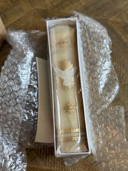 Decorative Angel Taper Candle with Gold Accents