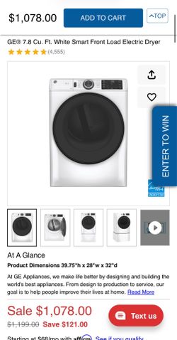 GE 7.8 cu ft front load electric drye