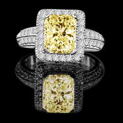 2ct Radiant Emerald Shape, Halo Micro-pave Settings Sterling Silver Simulated Diamond - Diamond Veneer® Milgree Vintage Style Ring, 635R12825