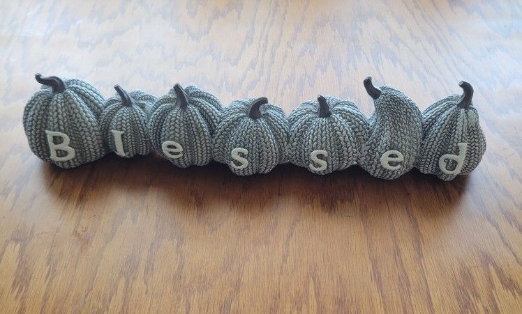 Blessed Gray Pumpkin/Gourd Decor