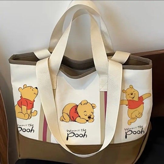 Tote bag Disney Winnie the Pooh Retro Cartoon Handbag Brown color