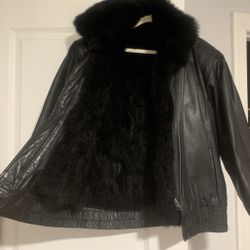 Black Vintage Bomber Leather jacket 