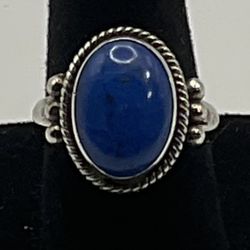 Sterling Silver & Lapis Lazuli Size 6 1/4 Ring 
