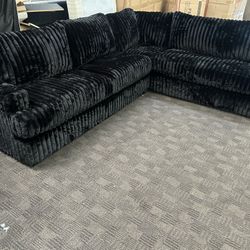 Deep Comfy Black Sectional 